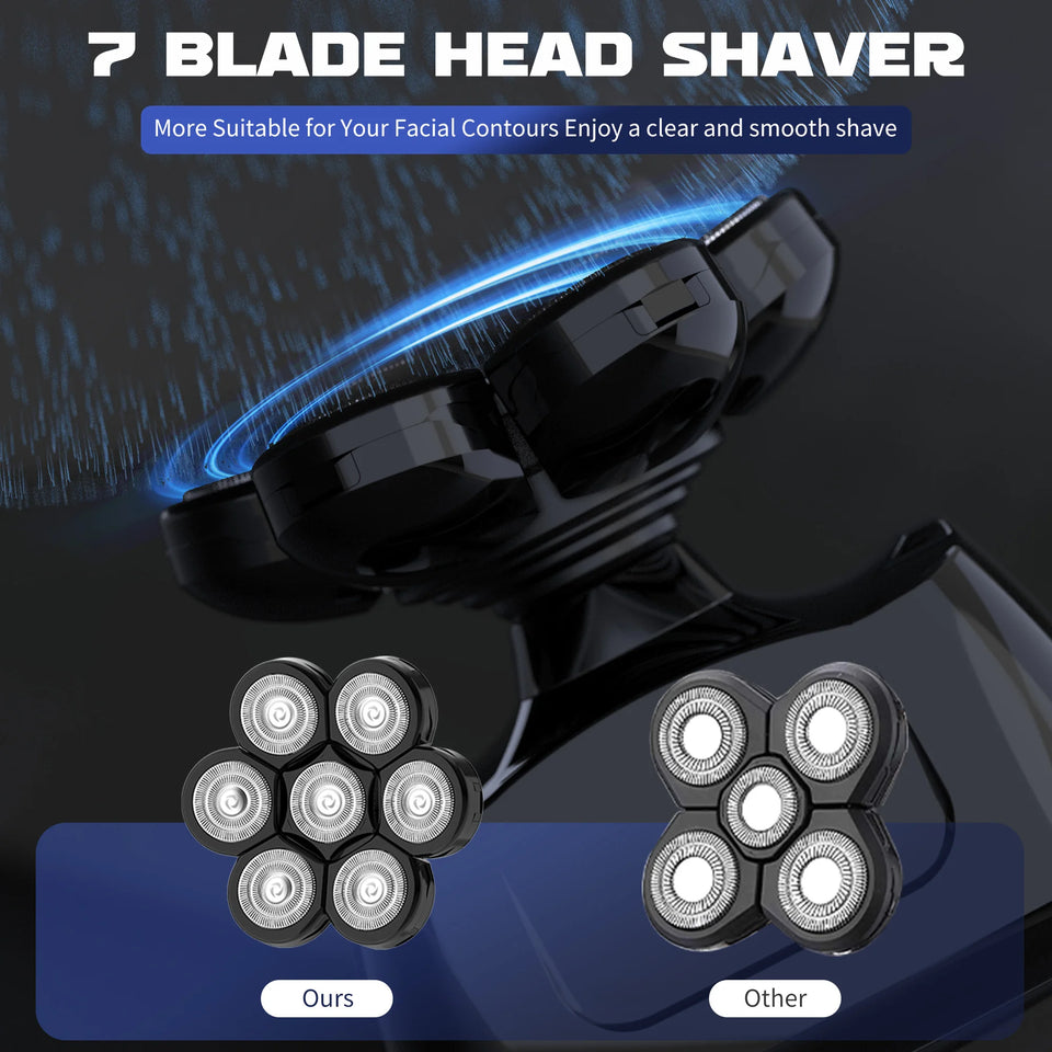 SEJOY Multifunctional 7D Head Shavers for Bald Men 6-in-1 Electric Razor with Nose Hair Trimmer Waterproof Mens Grooming Kit