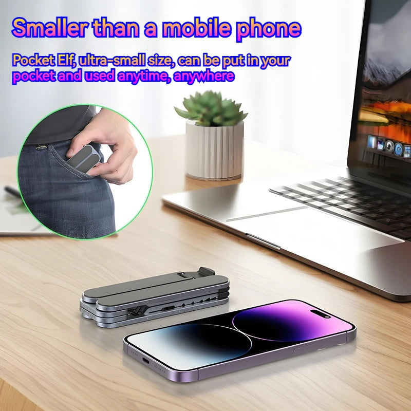 Metal Mini Foldable Laptop Stand Adjustable Angle Portable Notebook Holder for 10-17 Inch Laptops Ideal for Home Office Travel