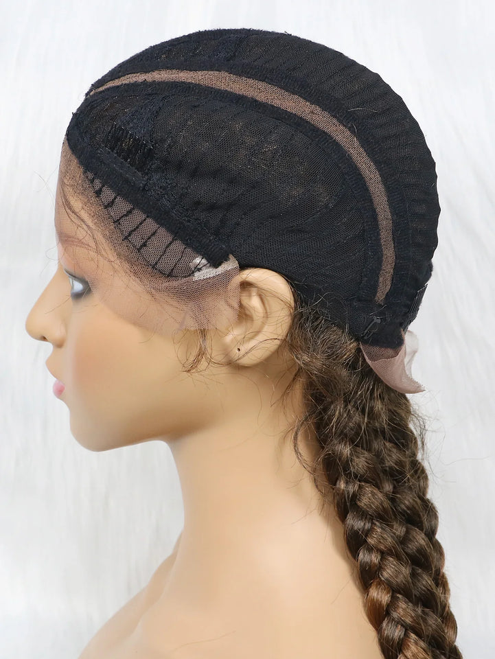 KIMA New Arrival 26 Inches Braided Wigs Synthetic Lace Front Hair Wig With Baby Hair for Black Women
