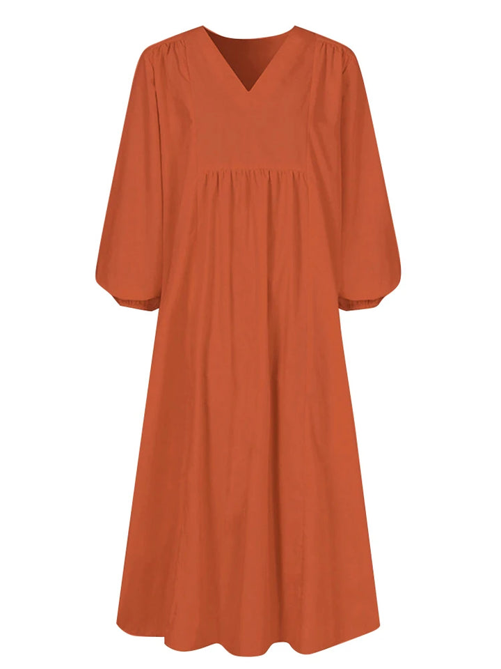Spring/Summer New Arrivals Women's Cotton-Linen Blend Loose Bell-Sleeve Dress Casual Elegance for Everyday Wear