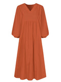 Spring/Summer New Arrivals Women's Cotton-Linen Blend Loose Bell-Sleeve Dress Casual Elegance for Everyday Wear
