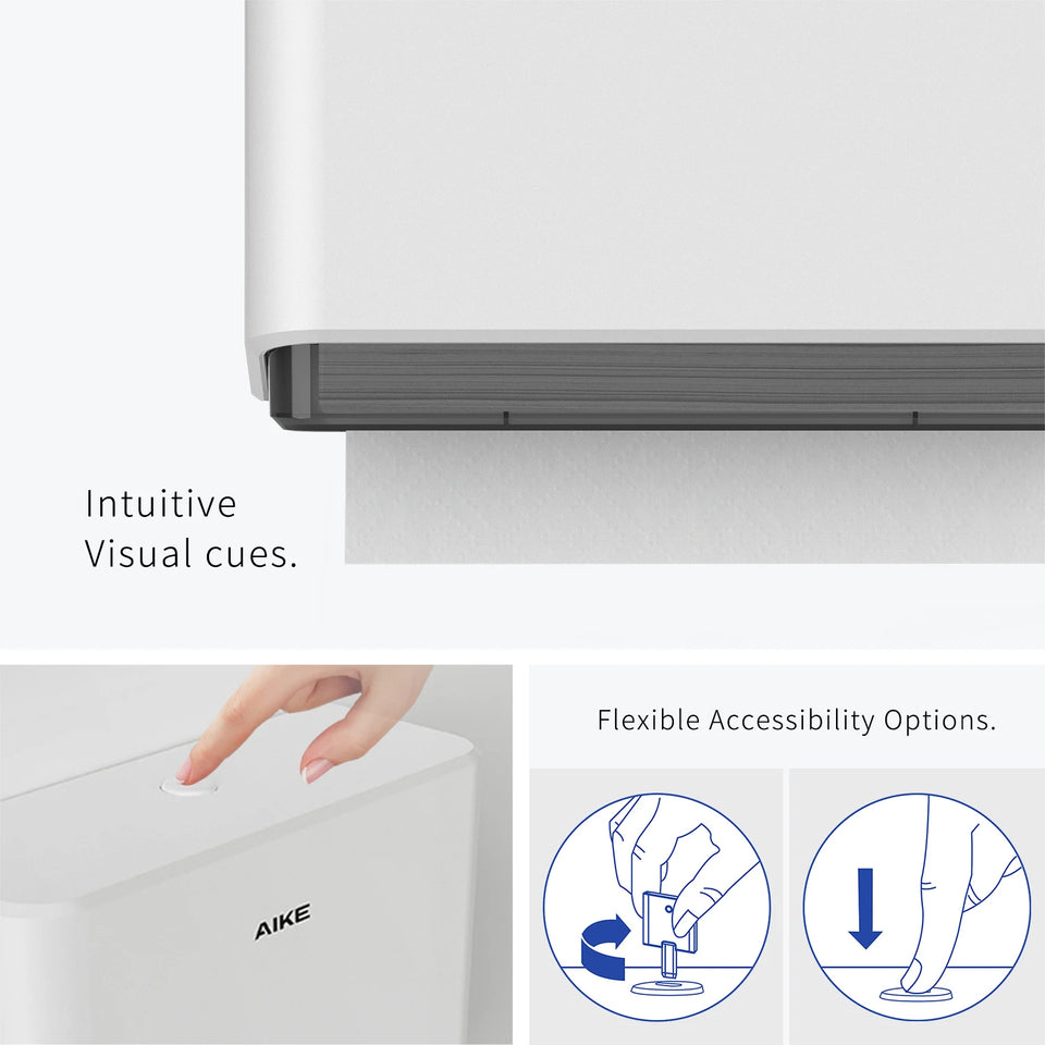 AIKE Professional Paper Towel Holder Wall Mount Punch Free Tissue Dispenser with Smart Lock Paper Box for Toilet Bedroom Kitchen