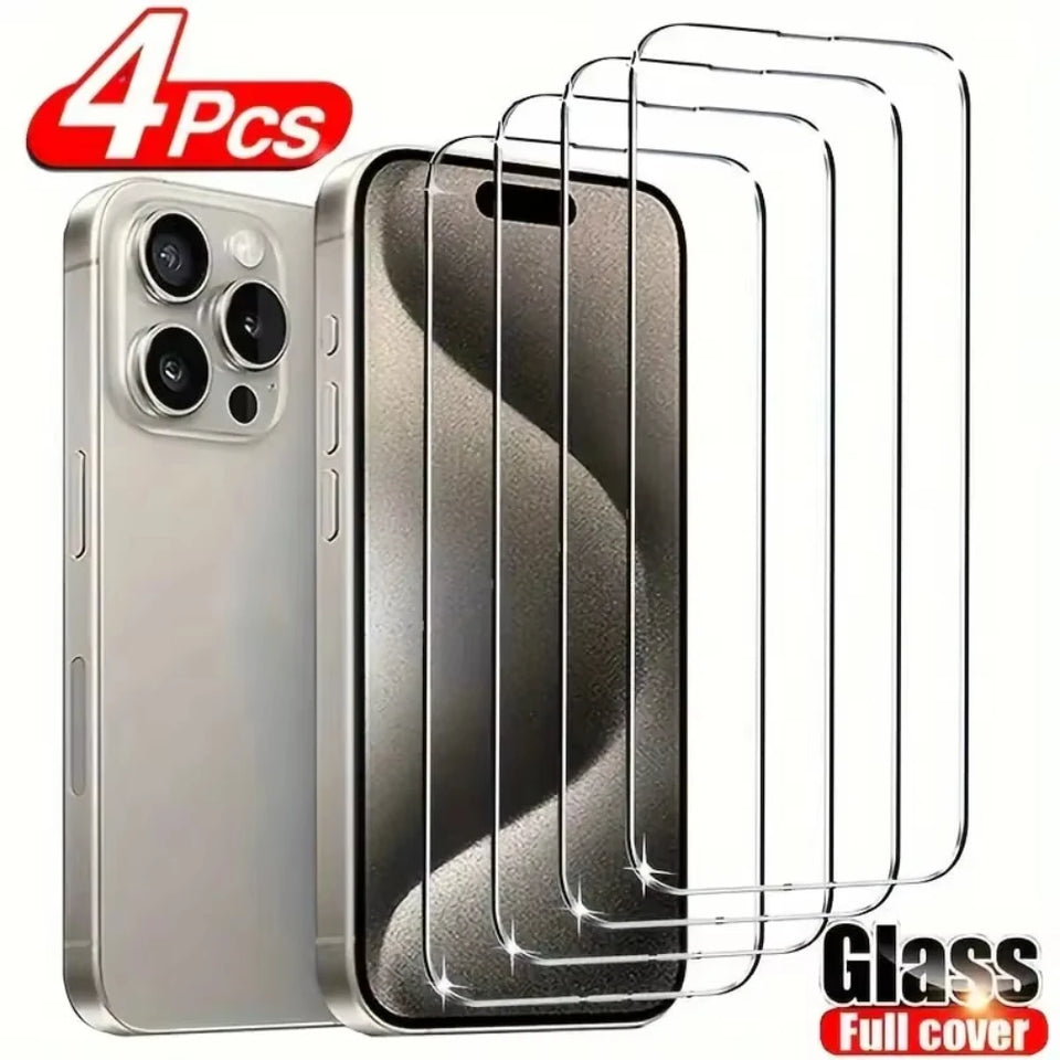 4Pcs Tempered Glass For IPhone 16 15 14 13 12 11 Pro Max Stg Screen Protector For IPhone 12 13 Mini 16E High Definition Glass
