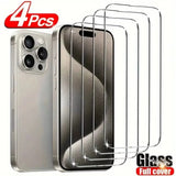 4Pcs Tempered Glass For IPhone 16 15 14 13 12 11 Pro Max Stg Screen Protector For IPhone 12 13 Mini 16E High Definition Glass