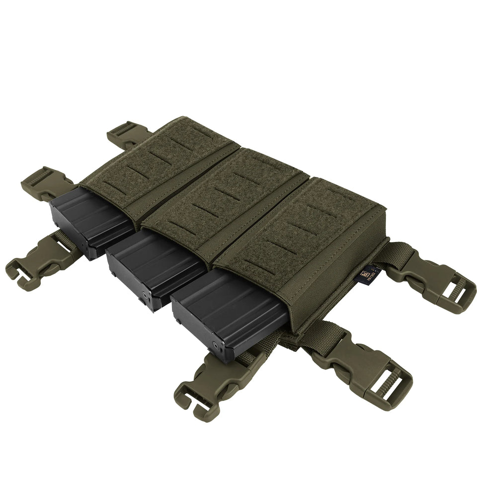 KRYDEX Tactical MOLLE Placard 5.56 Triple Magazine Pouch Front Panel Retention Insert Holder For Chest Rig Plate Carrier Vest