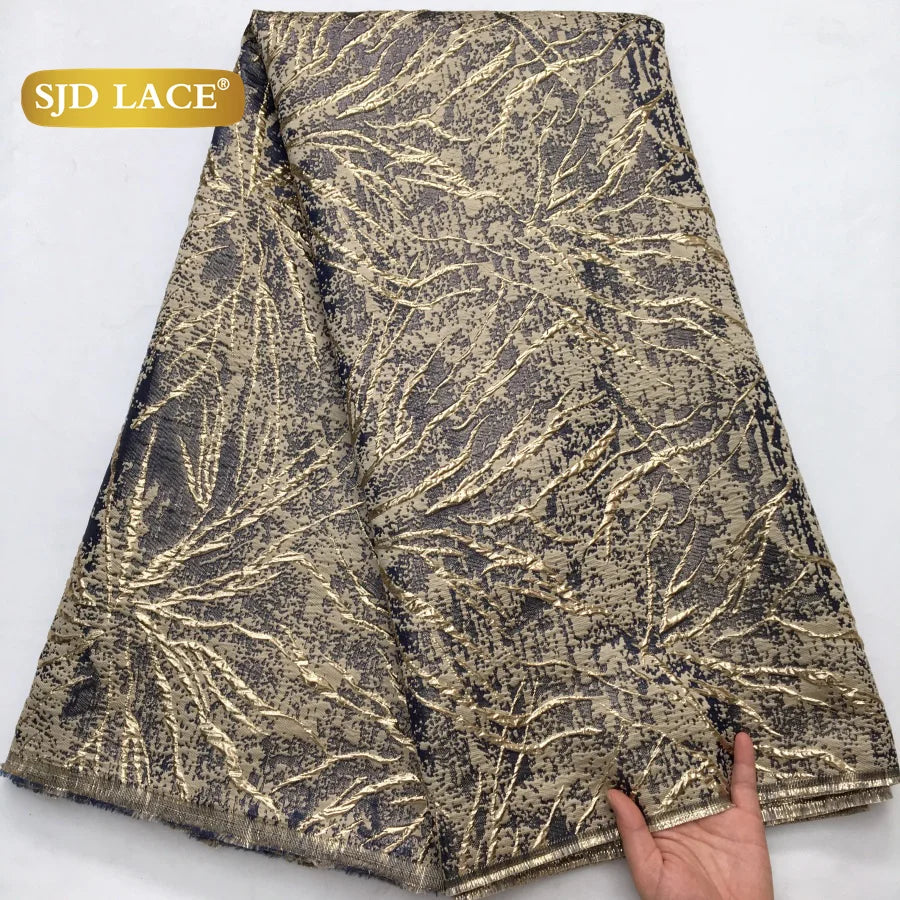 SJD LACE African French Tulle Brocade Lace Fabrics Damask Lace 2026 Latest Nigerian Gilding Jacquard for Women Party Dress 4318