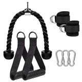 Gym Handles Ankle Straps Tricep Rope Carabiners Set Home Gym Cable Machine Attachments Accessories Exercise Equipment