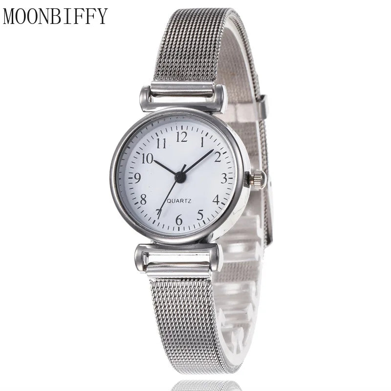 Fashion Watches for Women Female Watches Clock Luxury Wrist Watch White Stainless Steel Band Classic Quartz Watches Daily Gifts