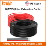 US Stock Solar Extension Cable 10AWG 100M 50M 30M 25M 6mm2 IP67 Solar Power Cable Red Black For PV Panel Connection Home RV Boat