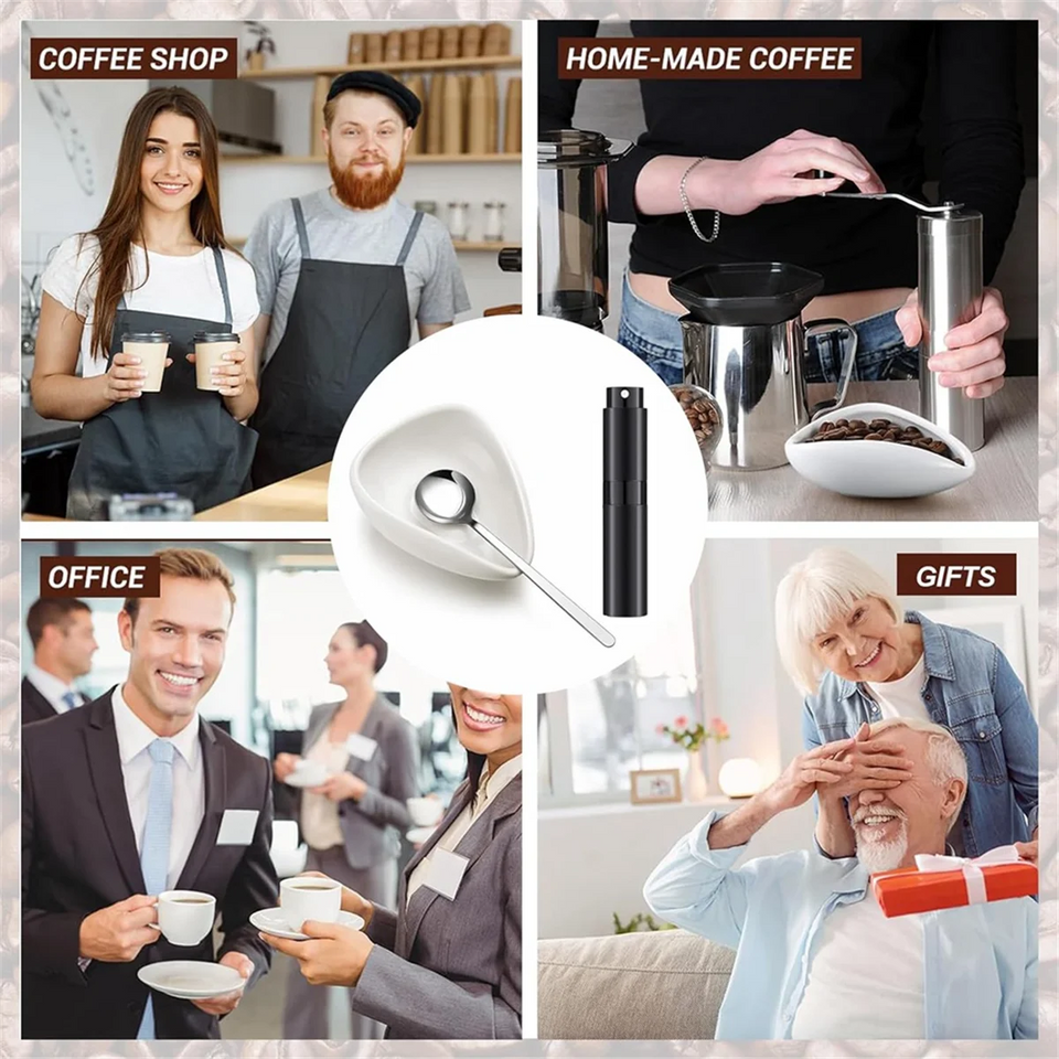 Coffee Bean Dosing Cup and RDT Spray Bottle and Spoon 3-Piece Set, Coffee Bar Accessories, Ceramic Dosing Vessels White HOT