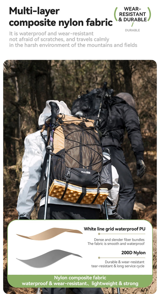 Qunature Backpack Lightweight Mountaineering Hiking Backpack Outdoor Sport 30+5L Breathable Wear-resistant Waterproof Bag