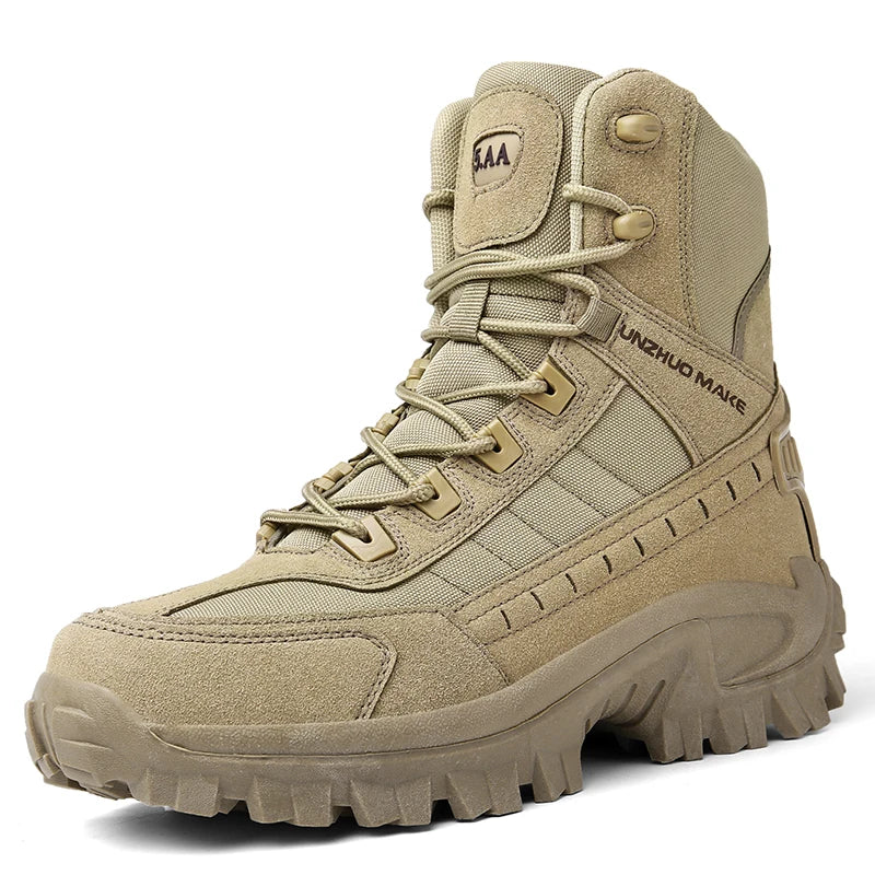 2024 New Winter Work boots Men's Desert Tactical Boots Outdoor Hiking Shoes Men's Leather Desert Combat Ankle Boots Plus Size