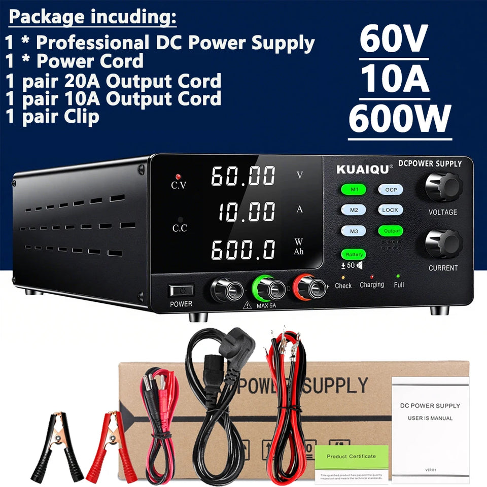 15V 30V 60V DC Power Supply Variable High Power Bench Power Supply for Fast Recharge, Equivalent to adding a BMS to your battery