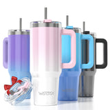 WATERSY 30oz/40oz Stainless Steel Thermal Cup Large Capacity Tumbler with Handle & Straw Insulated Mug Travel for Coffee