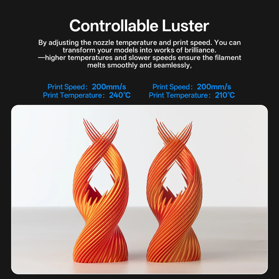ANYCUBIC Dual-Color Silk Filament Silk Texture FDM 3D Printer PLA Filament Shine Bright Multicolor Silk 3D Printing Material