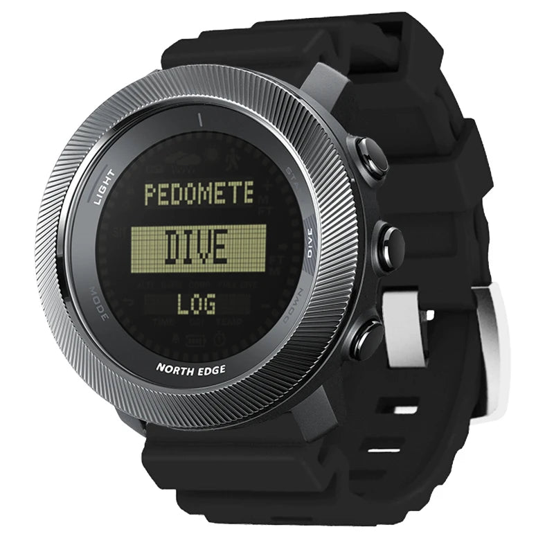 NORTH EDG APACHE-D Men's Digital Free Dive Watch Outdoor Sport Watches Altitude Barometer Compass World Time Waterproof 100M