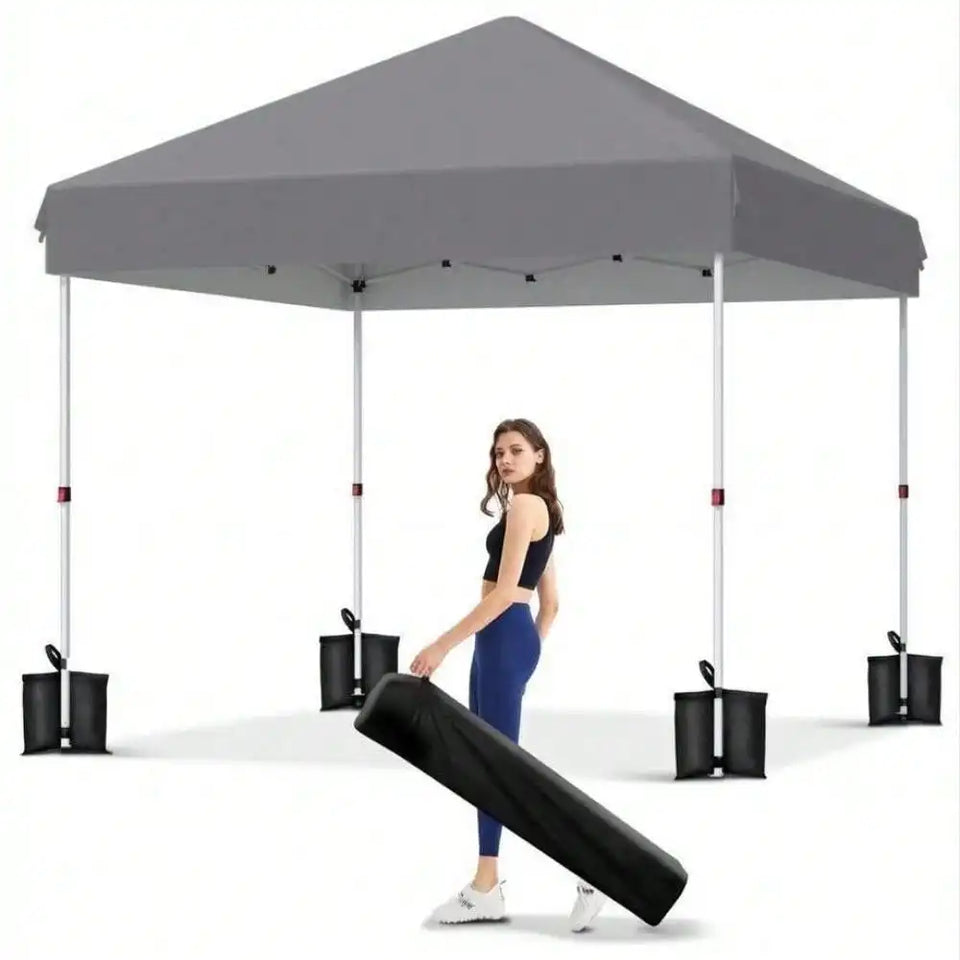 10x10 FT Pop Up Canopy Tent with 3 Adjustable Heights – Outdoor Sun Shade Shelter, 4 Sandbags & Carry Bag, for Parties & Events