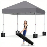 10x10 FT Pop Up Canopy Tent with 3 Adjustable Heights – Outdoor Sun Shade Shelter, 4 Sandbags & Carry Bag, for Parties & Events