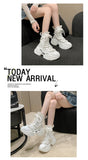 Women Ankle Boots Autumn Chunky Shoes Woman High Platform Breathable Sneakers 7.5CM Thick Sole Wedges Motorcycles Boots Winter