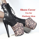 Leopard Print Suede Pole Dance Boots Overshoes Wear-Resist Women Sandals Pumps High-heeled Shoes Platform Protectors Cover Shoes