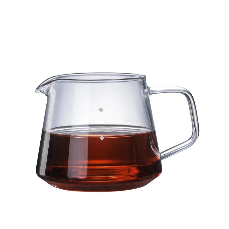 300ml/400ml/500ml/650 Coffee Pot High Temperature Resistant Glass Sharp-mouthed Hand Punch Sharing Pot Household Drip Coffee Pot