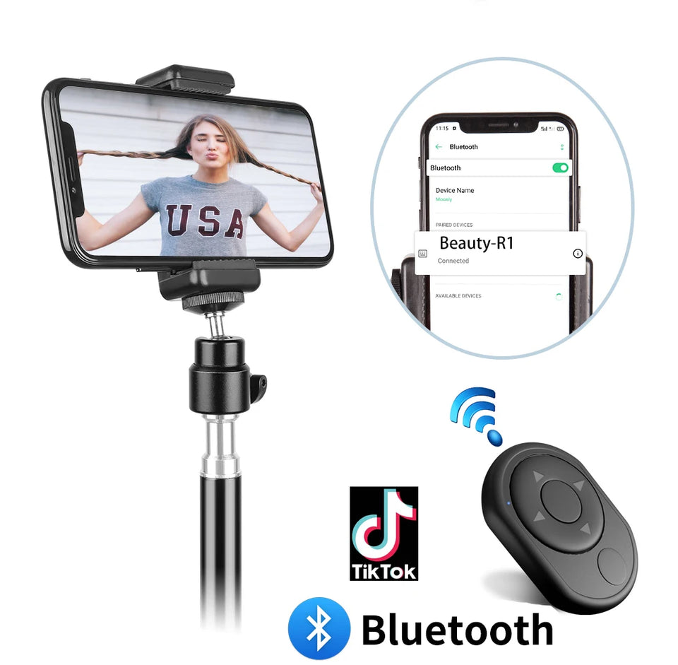 200/170/150/55cm Selfie Tripods Aluminum Light Stand For Phone Stand Mount Digital Camera Tripod With Clip Bluetooth Controller