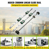 VEVOR HGR20 2PCS Linear Guide Rails 600-2000MM 4PCS Slide Blocks RM1605 Ballscrew W/ Ball Nut BF12/BK12 Nut for CNC DIY Routers