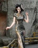 Blood Supply Original New Chinese Cheongsam Slim Dress Tie Tassel Jacquard Tunic Waist Sheath Long Trumpet Dresses Festival