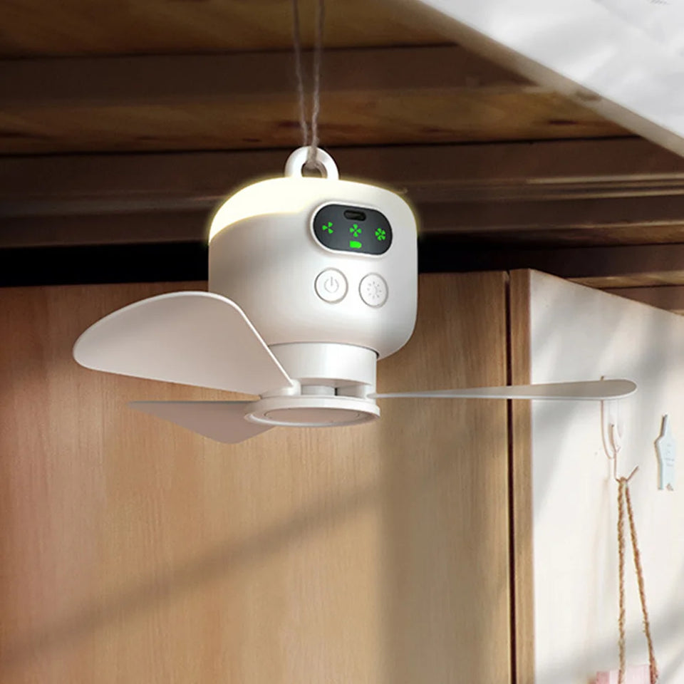 Portable Wireless Ceiling Fan Light Rechargeable Camping Fan with Remote Control Tent Fan for Outdoor Camping Dorm