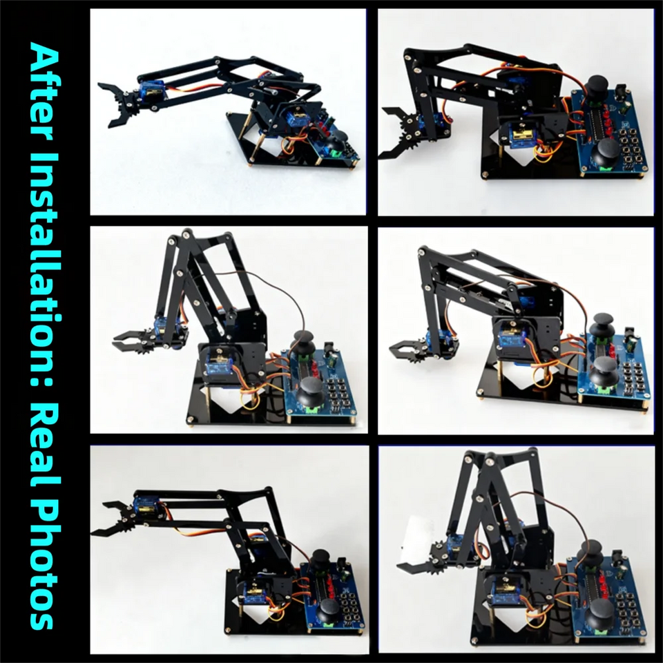 DIY Black Robotic Arm Construction Kit - Learn Welding, Basic Electronics, Circuit Design & Control, Perfect for STEM Projects, Maker Education, Beginners Tech Gift