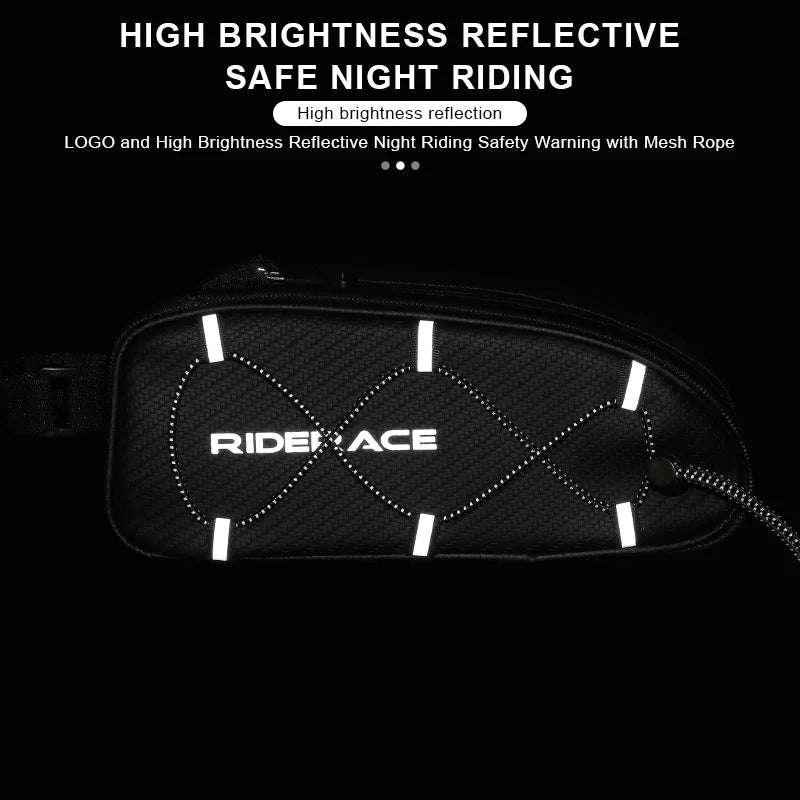 RIDERACE Bicycle Top Tube Bag Portable PU Rainproof Waterproof MTB Gravel Bike Handlebar Front Bag Road Cycling Accessories