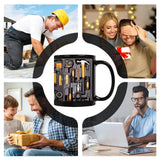 11OZ Coffee Mug Toolbox Design Wrench Pattern Mechanic Water Cup Ceramic Mechanic Mug Themed C-Shaped Handle Car Mechanic Gift