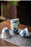 Kung Fu Tea Cup, Hand-painted,  Vintage Blue and White Tea Cup, Handmade Ceramic，High End Personal Tea Cup, Single Cup