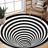 1pc Modern 3D Illusion Checkered Round Area Rug Washable NonSlip Floor Mat for Entryway and Bedroom Living Room Coffee Table Rug