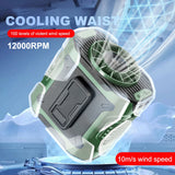 Portable Waist Fan USB Rechargeable Clip on Wearable Belt Shirt Body Fan with Flashlight Cooling Waist Fan for Outdoor Travel