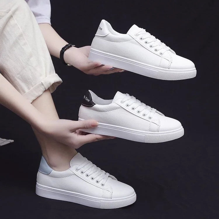2024 New Women Sneakers Fashion Breathble Vulcanized Shoes Pu Leather Platform Shoes White Lace Up Casual Shoes Zapatos Mujer
