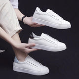 2024 New Women Sneakers Fashion Breathble Vulcanized Shoes Pu Leather Platform Shoes White Lace Up Casual Shoes Zapatos Mujer