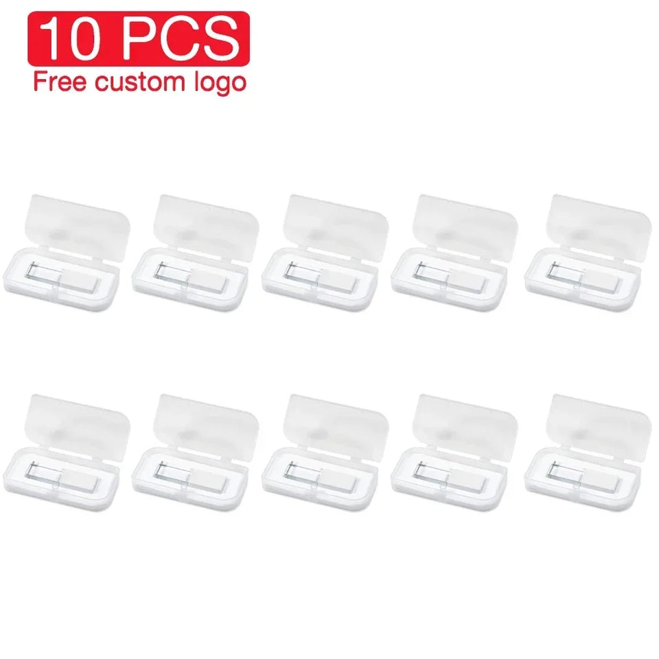 10PCS LOT High-speed Crystal USB Flash Drives 128GB Free Logo Pendrive 64GB Memory Stick 32GB 4GB Iron Box high-capacity U Disk