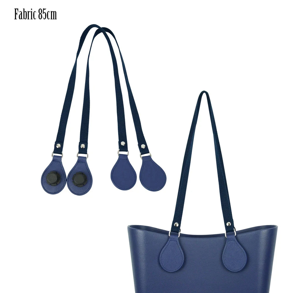 New Arrival Long Thicken Polyester Cotton Flat Handles With Faux Leather PU Drop End with Silver Rivet for OBag for EVA O Bag