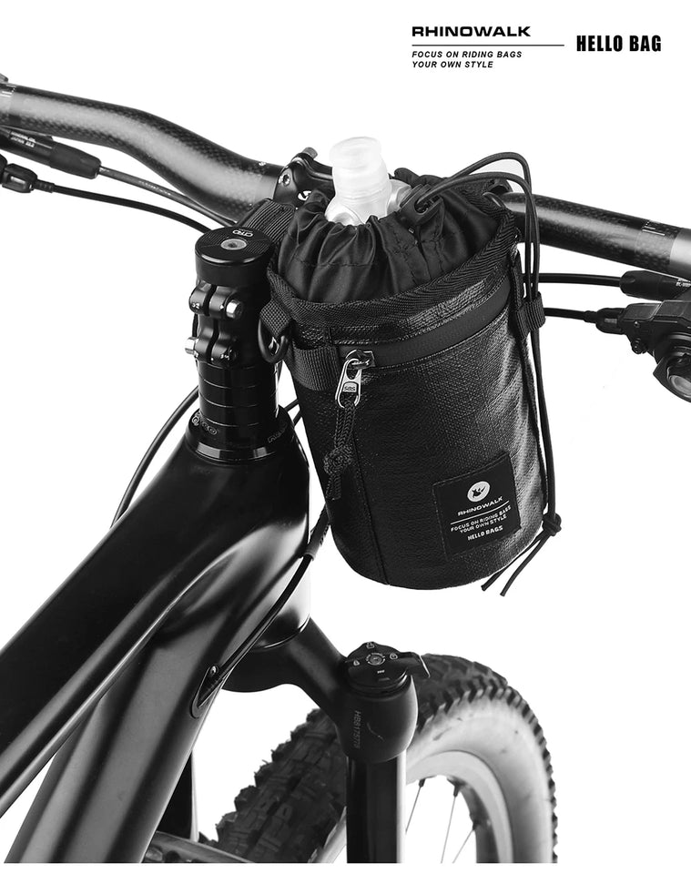 Rhinowalk Bicycle Handlebar Bag 1.6L Insulated Water Bottle Bag Cycling Front Tube Bag Commuting Morandi Color Shoulder Pack
