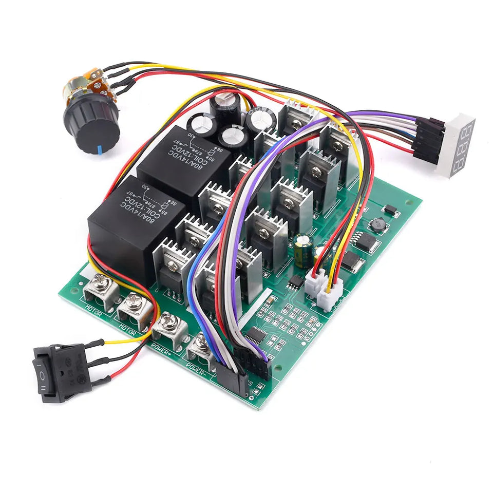 DC10-55V 60A DC Motor Speed Controller With Switch Bidirectional Forward and Reverse Digital Display Motor Speed Control