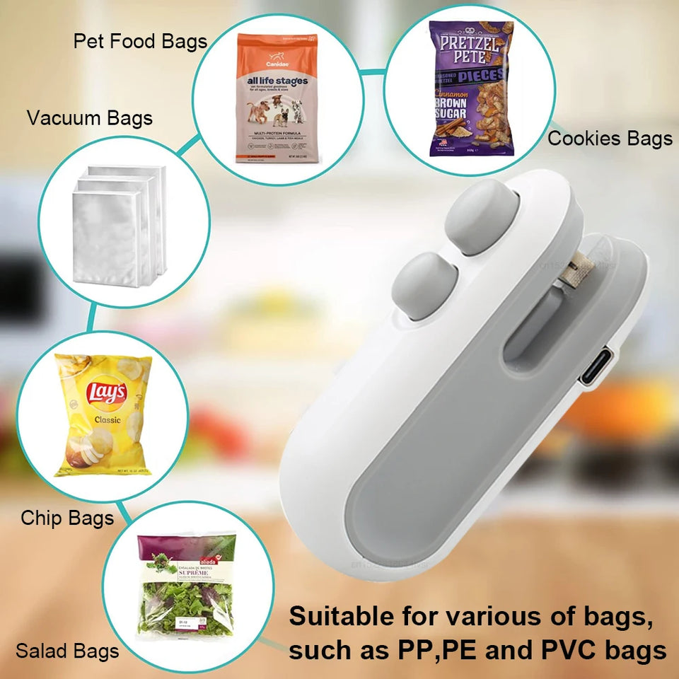 Mini Heat Bag Sealing Machine Portable Plastic Bag Sealer Handheld Mini Heat Sealer Food Packaging Plastic Bag Sealing Machine