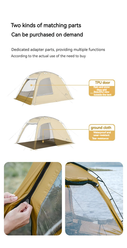 Naturehike Dune 7.6 Camping Tent 2 People 4 Season Tent Ultralight PU2000mm Outdoor Travel iking Tent With Chimney Screen Window