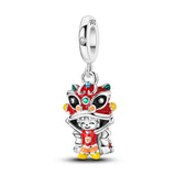 Red Series 925 Sterling Silver Koi Firecracker Dragon Heart Mushroom Coffee Machine Charm Fit DIY Bracelet Necklace Niche Gifts