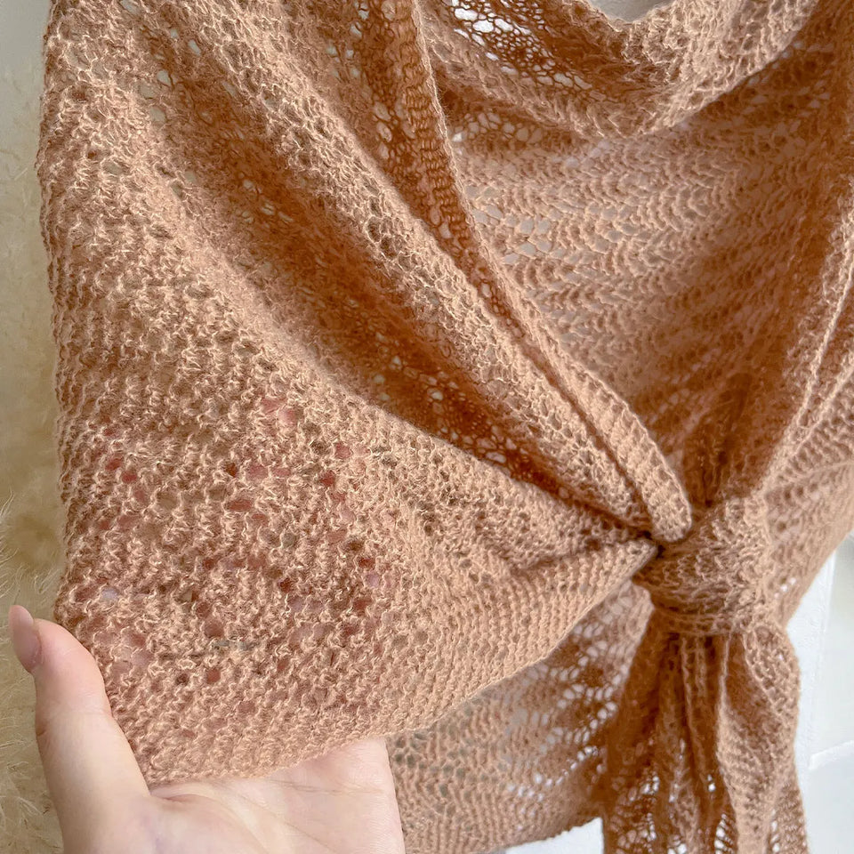 Korean Hollow Out Knitted Shawl Summer Air Conditioning Fake Collar Neck Guard Knit Thin Knotted Cape Shoulder Scarf For Women