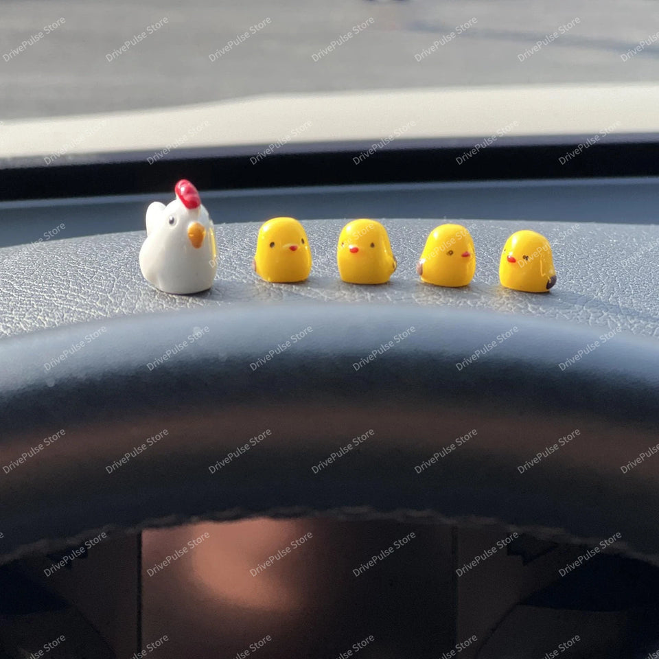 Cute Mini Chickens Car Decor, Fun Chicks Dashboard & Rearview Mirror Ornaments, Fairy Garden Home Accessories, Unique Car Gifts
