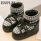 Ankle Boots Women Winter Genuine Leather Waterproof Platform Snow Boots For Warm Plush Non Slip Cotton Padded Shoes Size 34-41