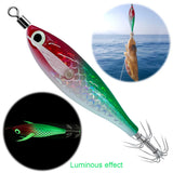 Luminous Squid Hook Squid Fishing Lure with 3D Eyes Cuttlefish Attracting Lure Glow In The Dark Squid Bait for Night Fishing