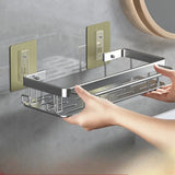 Rustproof Aluminum Bathroom Shelf – No-Drill Over-Tub or Corner Storage for Toiletries & Shower Essentials