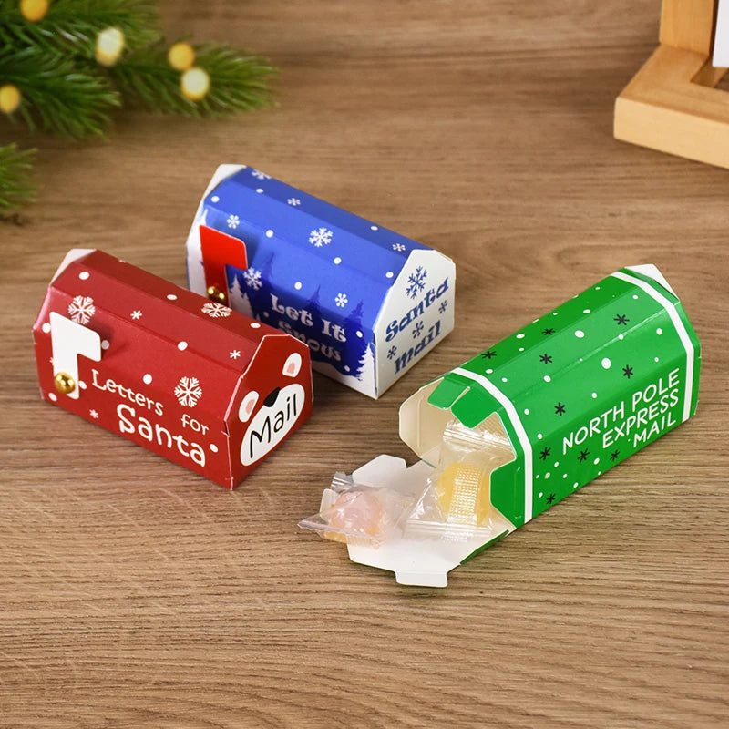 6/24pcs Christmas Mailbox Shape Candy Gift Box Kids Xmas Cookie Snack Packing Box Bag 2024 Navidad Noel Home Decor 2025 New Year